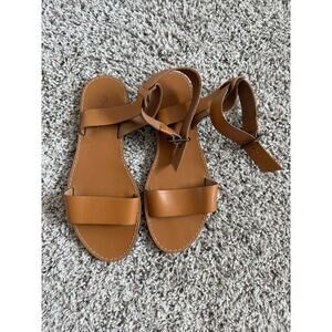 Madewell Boardwalk brown leather ankle strap  sandals